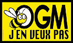 Lot de 5 autocollants OGM j'en veux pas rectangulaires (abeilles)