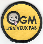 Ecusson OGM j'en veux pas
